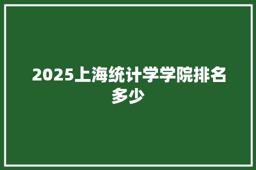 2025上海统计学学院排名多少