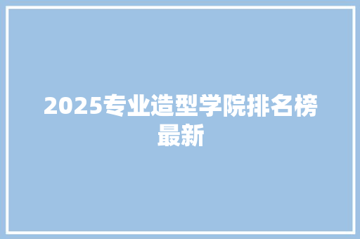 2025专业造型学院排名榜最新