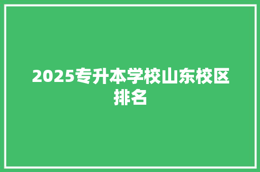 2025专升本学校山东校区排名