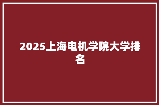 2025上海电机学院大学排名