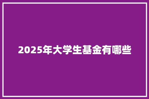 2025年大学生基金有哪些