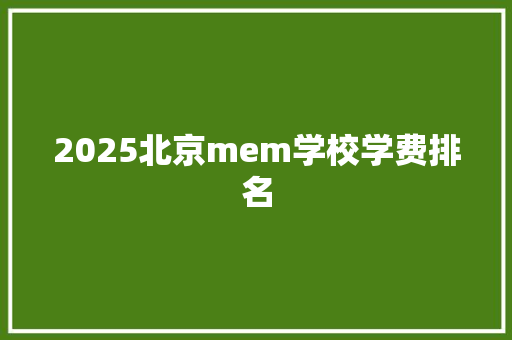 2025北京mem学校学费排名