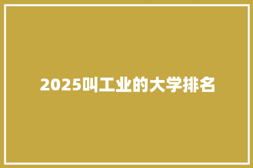 2025叫工业的大学排名