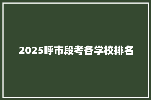 2025呼市段考各学校排名