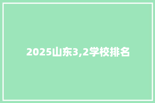 2025山东3,2学校排名