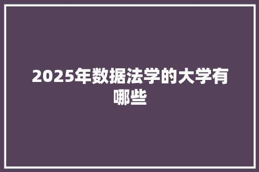 2025年数据法学的大学有哪些