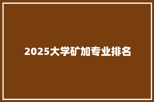2025大学矿加专业排名