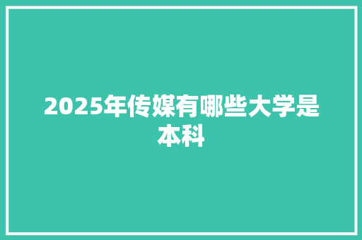 2025年传媒有哪些大学是本科