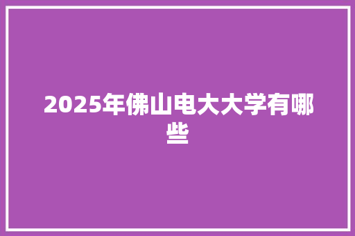 2025年佛山电大大学有哪些
