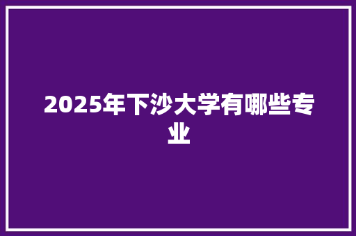 2025年下沙大学有哪些专业