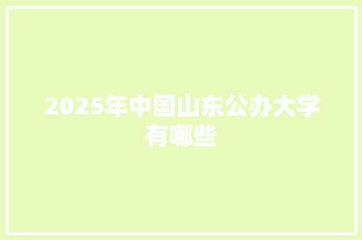 2025年中国山东公办大学有哪些