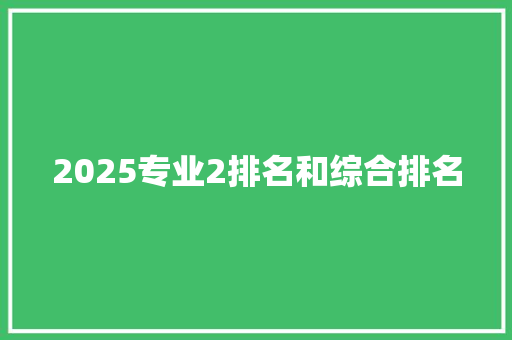 2025专业2排名和综合排名