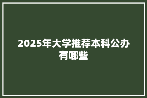 2025年大学推荐本科公办有哪些