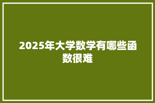 2025年大学数学有哪些函数很难