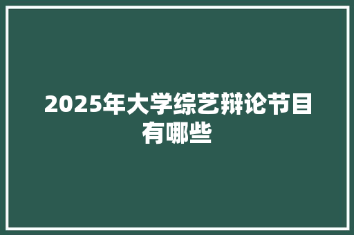 2025年大学综艺辩论节目有哪些