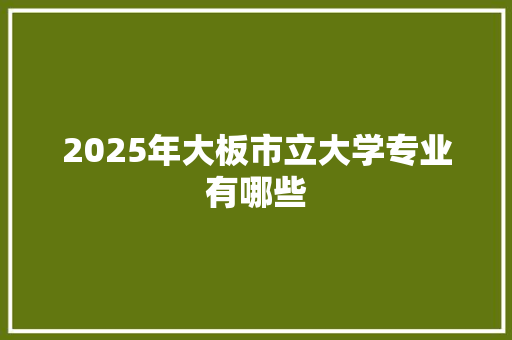 2025年大板市立大学专业有哪些