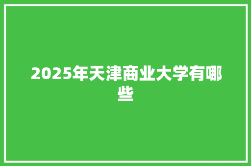 2025年天津商业大学有哪些