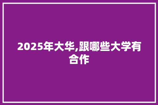 2025年大华,跟哪些大学有合作