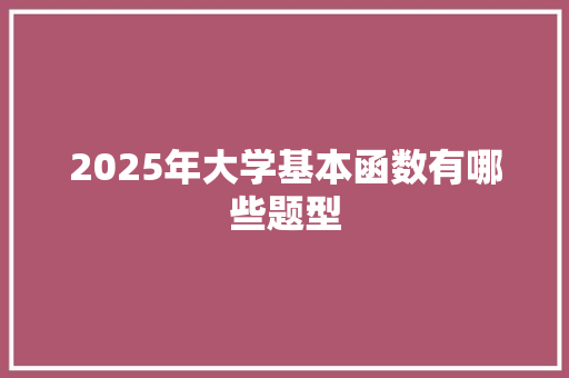 2025年大学基本函数有哪些题型