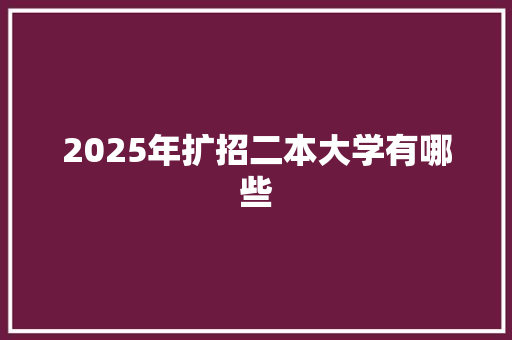 2025年扩招二本大学有哪些 项目管理范文