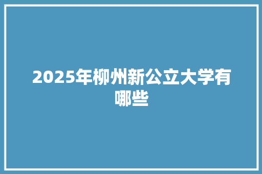 2025年柳州新公立大学有哪些