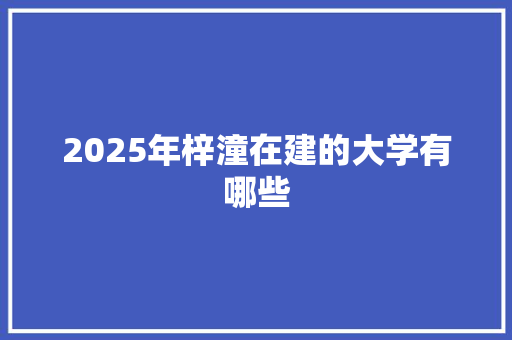 2025年梓潼在建的大学有哪些