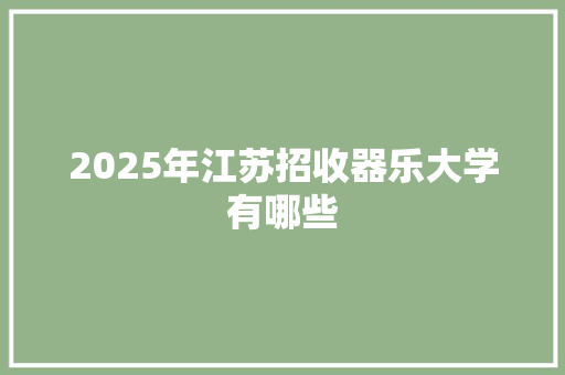2025年江苏招收器乐大学有哪些