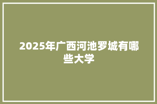 2025年广西河池罗城有哪些大学