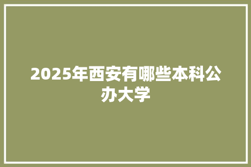 2025年西安有哪些本科公办大学