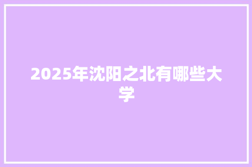 2025年沈阳之北有哪些大学