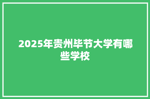 2025年贵州毕节大学有哪些学校