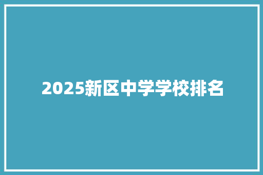 2025新区中学学校排名