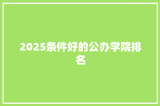 2025条件好的公办学院排名