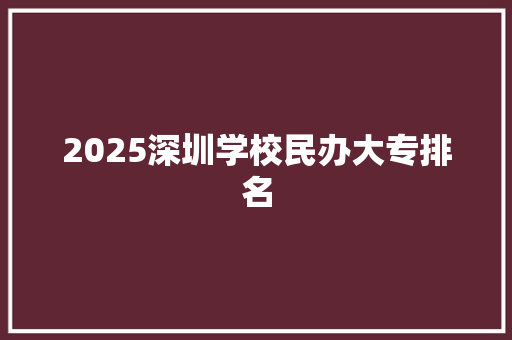2025深圳学校民办大专排名