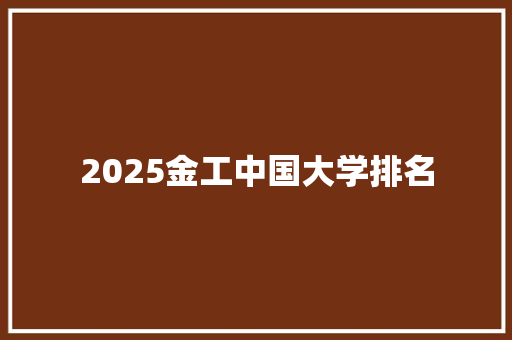 2025金工中国大学排名