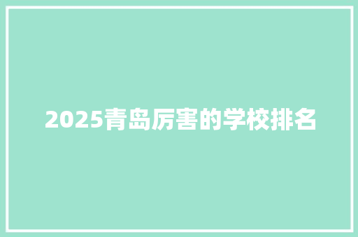 2025青岛厉害的学校排名