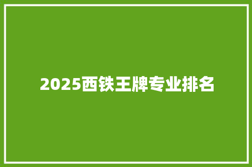 2025西铁王牌专业排名