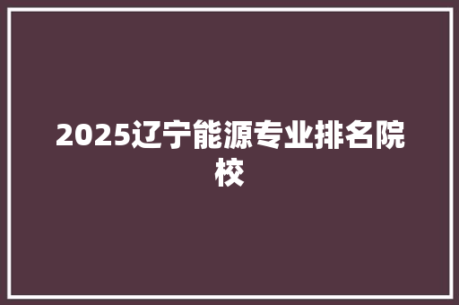 2025辽宁能源专业排名院校