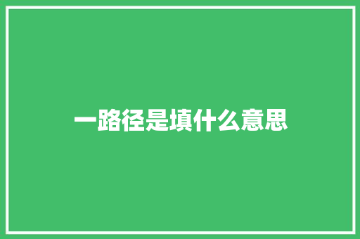 一路径是填什么意思