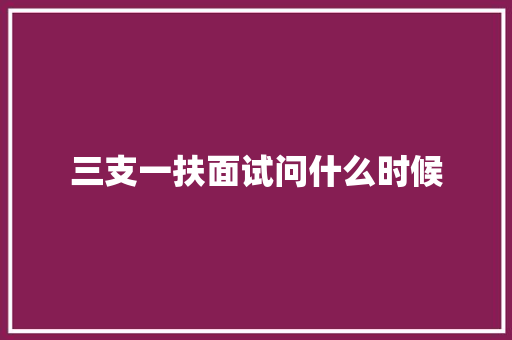 三支一扶面试问什么时候