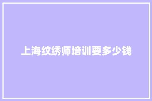上海纹绣师培训要多少钱
