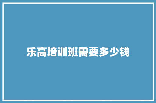 乐高培训班需要多少钱