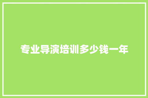 专业导演培训多少钱一年