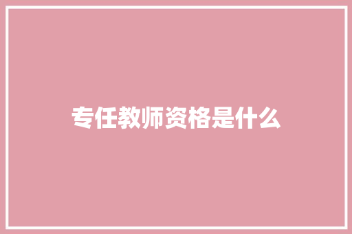 专任教师资格是什么