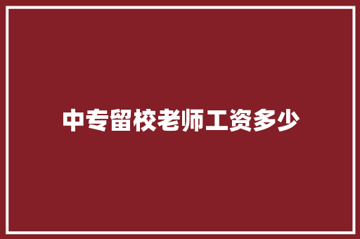 中专留校老师工资多少