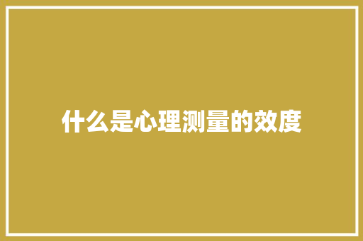 什么是心理测量的效度