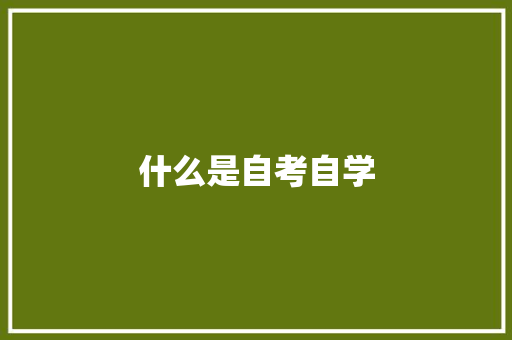 什么是自考自学