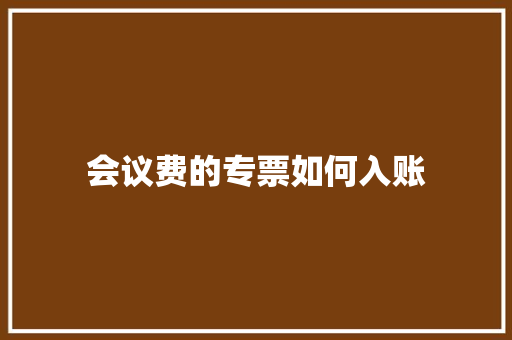 会议费的专票如何入账