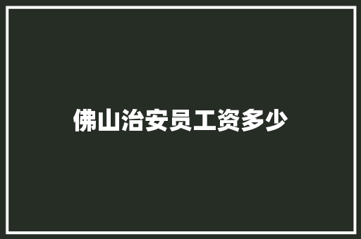 佛山治安员工资多少