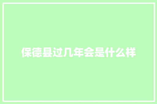 保德县过几年会是什么样